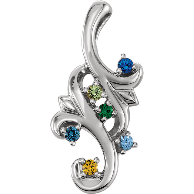 Mother's Family Birthstone Slide Floral Pendant or Necklace- Sparkle & Jade-SparkleAndJade.com 80750