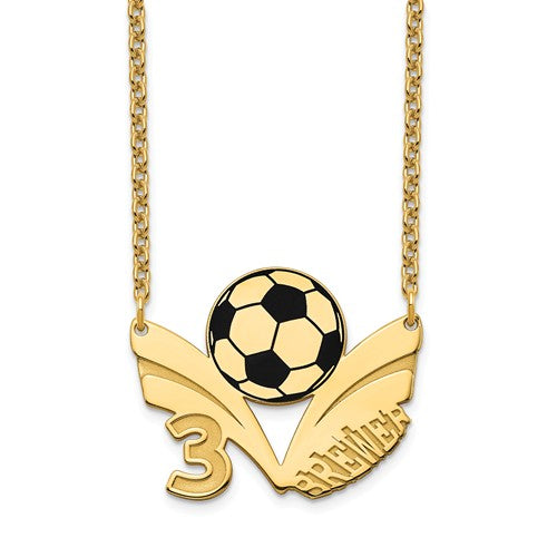 Name & Number Soccer Ball 18" Necklace- Sparkle & Jade-SparkleAndJade.com XNA916GP