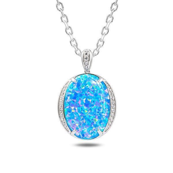 Sterling Silver Opal Eclipse Pendant Necklace by Alamea- Sparkle & Jade-SparkleAndJade.com 818-31-31