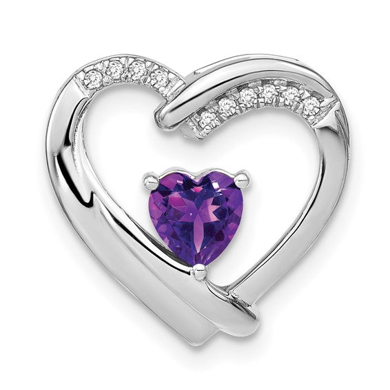 Sterling Silver Gemstone and Diamond Heart Pendants- Sparkle & Jade-SparkleAndJade.com PM7018-AM-005-SSA