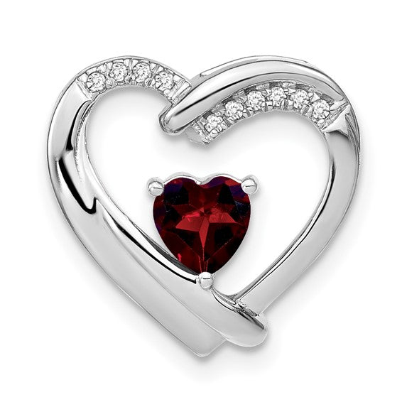 Sterling Silver Gemstone and Diamond Heart Pendants- Sparkle & Jade-SparkleAndJade.com PM7018-GA-005-SSA