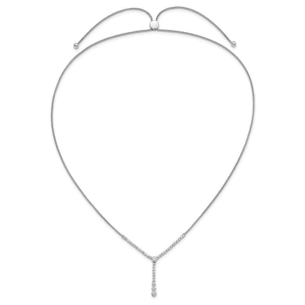 14k White Gold Lab Grown Diamond Y-design Tennis Style Bolo Necklace (1.058 CTW)- Sparkle & Jade-SparkleAndJade.com PM9453-090-WLG