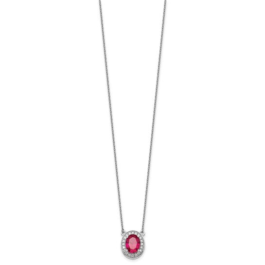 14k White Gold Diamond and Oval Ruby 18 inch Necklace- Sparkle & Jade-SparkleAndJade.com PM9948-RU-020-WA-18