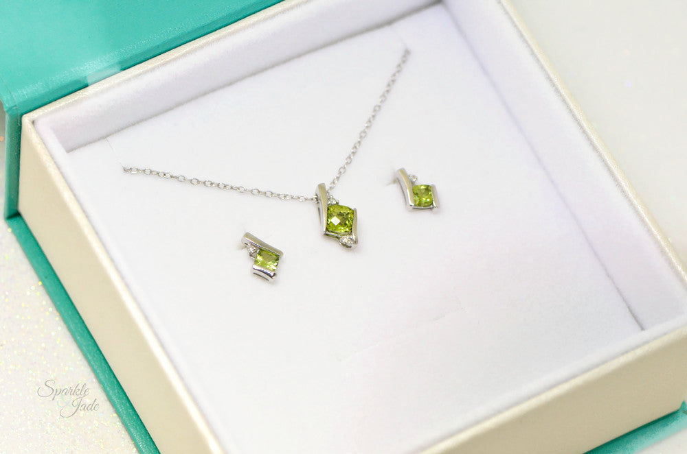 Cushion Cut Gemstone & Diamond Earrings- Sparkle & Jade-SparkleAndJade.com 