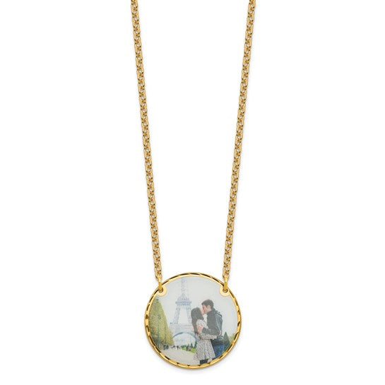 Personalized Large 1 inch Photo Beveled Edge Round Circle Disc Necklace- Sparkle & Jade-SparkleAndJade.com 
