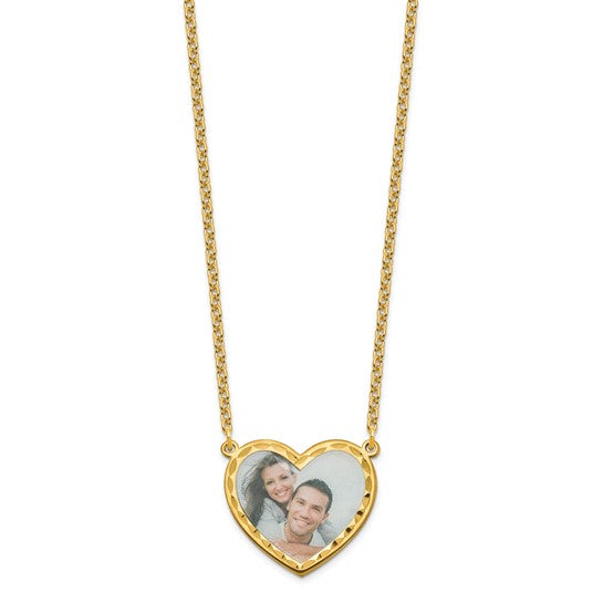 Personalized Large 1 inch Photo Heart with Beveled Edge Necklace- Sparkle & Jade-SparkleAndJade.com 