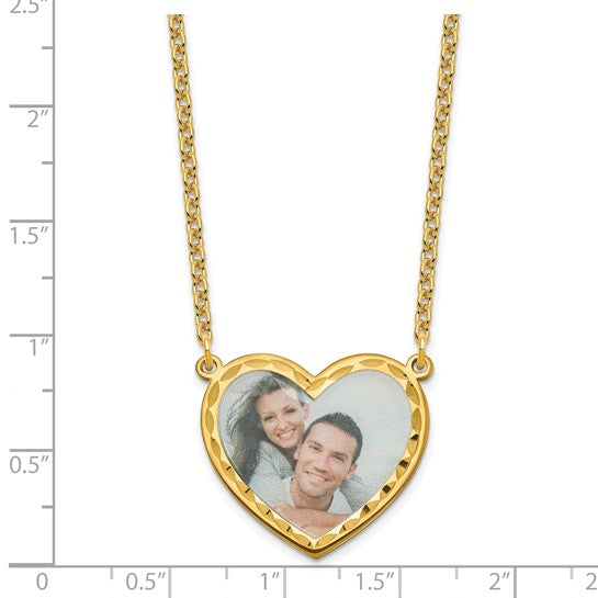 Personalized Large 1 inch Photo Heart with Beveled Edge Necklace- Sparkle & Jade-SparkleAndJade.com 