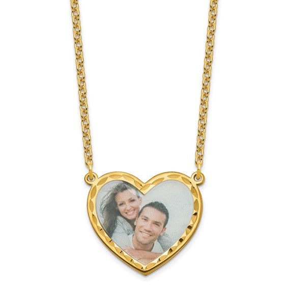 Personalized Large 1 inch Photo Heart with Beveled Edge Necklace- Sparkle & Jade-SparkleAndJade.com SB352GP-18