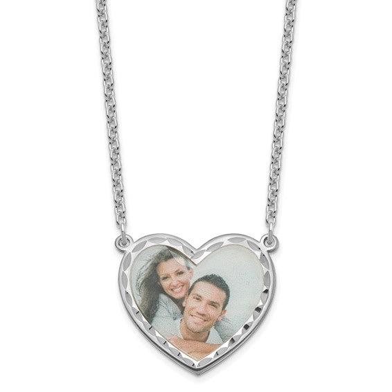 Personalized Large 1 inch Photo Heart with Beveled Edge Necklace- Sparkle & Jade-SparkleAndJade.com SB352SS-18