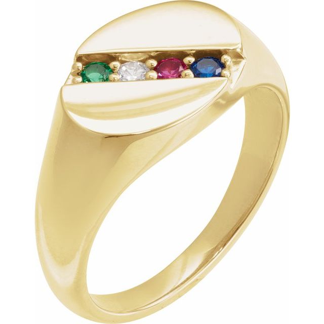 Personalized Round Stone Father's Family Signet Ring- Sparkle & Jade-SparkleAndJade.com 9908