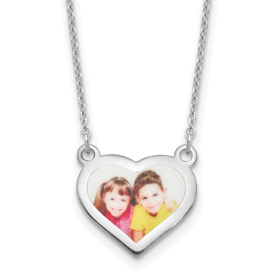 Personalized Small 12 mm Photo Heart Necklace- Sparkle & Jade-SparkleAndJade.com SB335SS-18