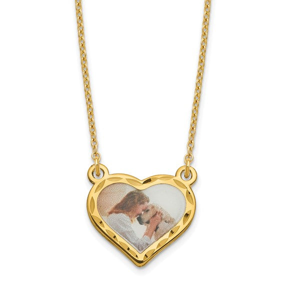Personalized Small 12 mm Photo Heart with Beveled Edge Necklace- Sparkle & Jade-SparkleAndJade.com SB351GP-18