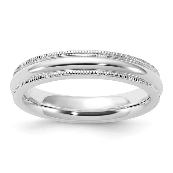 Sterling Silver 4mm Milgrain Comfort Fit Wedding Band- Sparkle & Jade-SparkleAndJade.com 