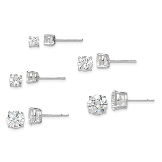 Sterling Silver CZ 5-Pair Post Earrings Set- Sparkle & Jade-SparkleAndJade.com QE12186SET