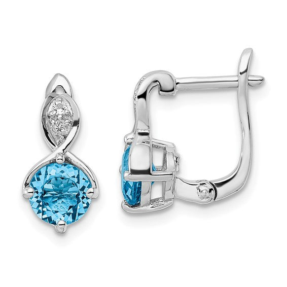 Sterling Silver Gemstone & White Topaz Hinged Earrings- Sparkle & Jade-SparkleAndJade.com QE16642SQ