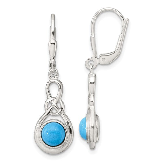 Sterling Silver Gemstone Knot Leverback Dangle Earrings- Sparkle & Jade-SparkleAndJade.com QE17420