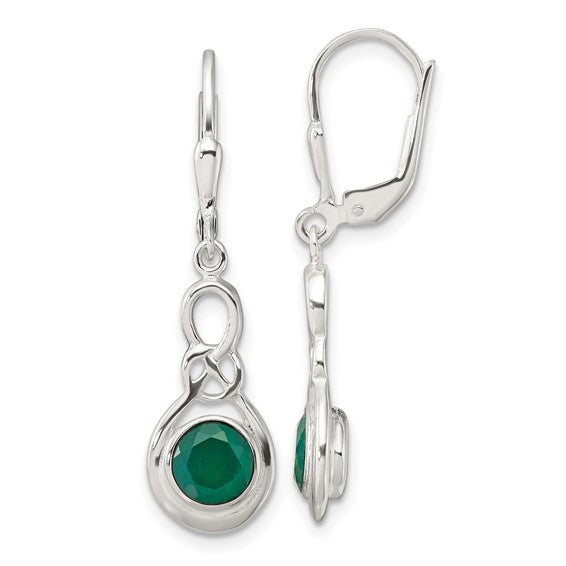 Sterling Silver Gemstone Knot Leverback Dangle Earrings- Sparkle & Jade-SparkleAndJade.com QE17431