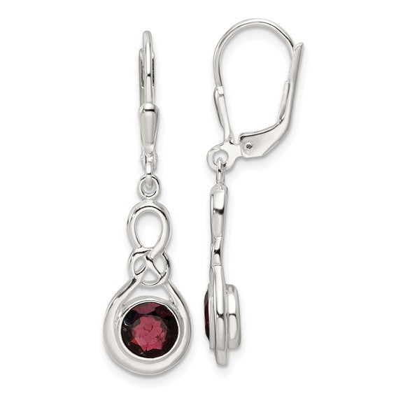 Sterling Silver Gemstone Knot Leverback Dangle Earrings- Sparkle & Jade-SparkleAndJade.com QE17771GA
