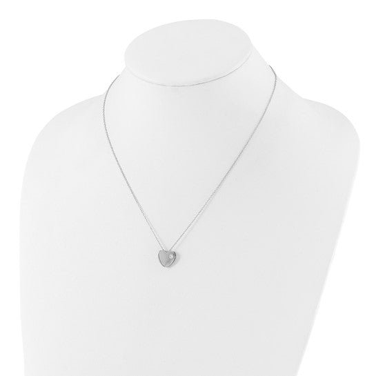 Sterling Silver CZ Heart 18in Necklace and Post Earrings Set- Sparkle & Jade-SparkleAndJade.com QG6703SET