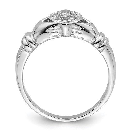 Sterling Silver CZ Claddagh Ring- Sparkle & Jade-SparkleAndJade.com 