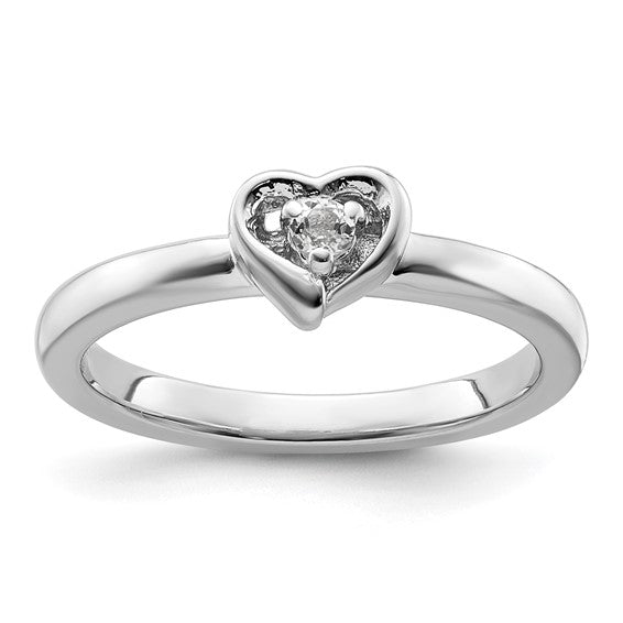 Sterling Silver Stackable Expressions Heart Birthstone Rings- Sparkle & Jade-SparkleAndJade.com QSK1525-5