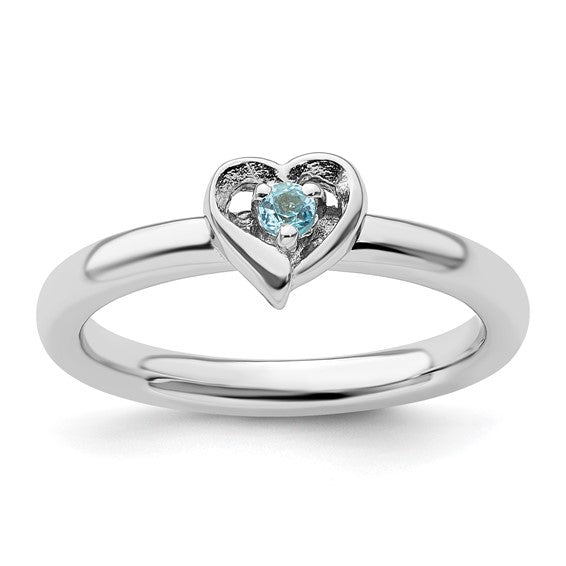 Sterling Silver Stackable Expressions Heart Birthstone Rings- Sparkle & Jade-SparkleAndJade.com QSK1533-5