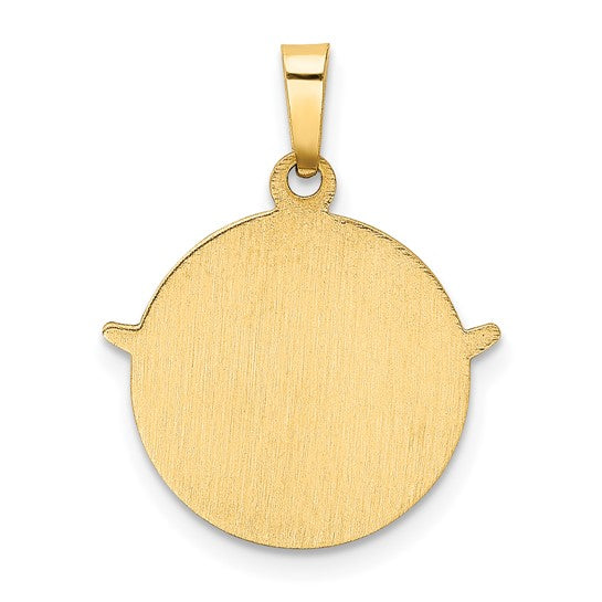 14k Gold Holy Spirit Medal Hollow Round Pendant- Sparkle & Jade-SparkleAndJade.com REL159