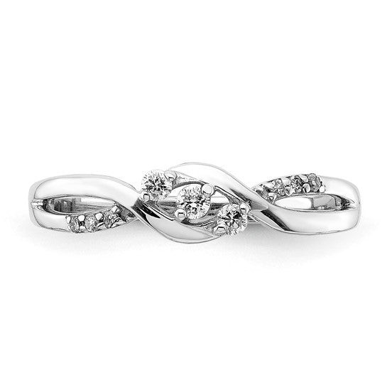 Sterling Silver Fancy Twisted 3 Stone Diamond Ring- Sparkle & Jade-SparkleAndJade.com RLD3230-SSABS45-7