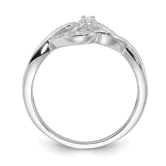 Sterling Silver Intertwined Diamond Hearts Ring- Sparkle & Jade-SparkleAndJade.com RLD3799-SSABS43-7