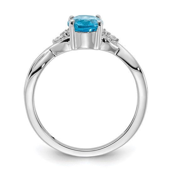 14k White Gold Oval Blue Topaz and Diamond Ring- Sparkle & Jade-SparkleAndJade.com RM4394-BT-007-4WA