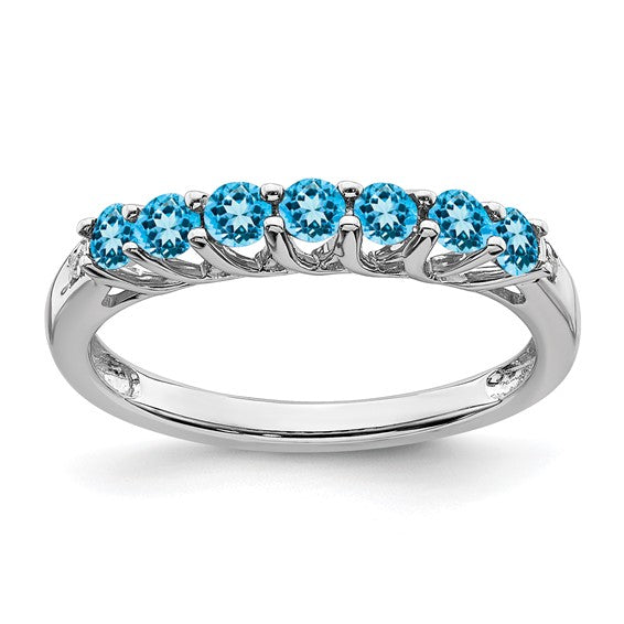 Sterling Silver Gemstone and Diamond 7-stone Ring- Sparkle & Jade-SparkleAndJade.com RM7411-BT-001-SSA-6