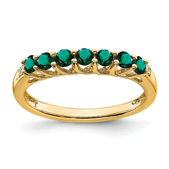 14k Gold Gemstone and Diamond 7-stone Ring- Sparkle & Jade-SparkleAndJade.com RM7411-CA-001-YA