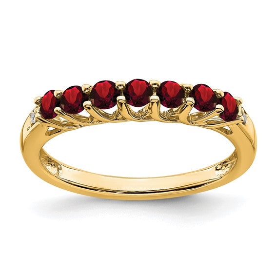 14k Gold Gemstone and Diamond 7-stone Ring- Sparkle & Jade-SparkleAndJade.com RM7411-GA-001-YA