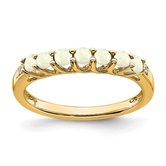 14k Gold Gemstone and Diamond 7-stone Ring- Sparkle & Jade-SparkleAndJade.com RM7411-OI-001-YA