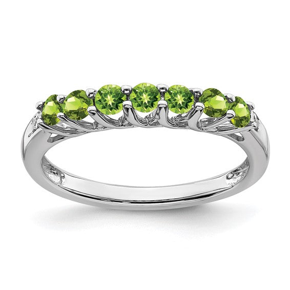 Sterling Silver Gemstone and Diamond 7-stone Ring- Sparkle & Jade-SparkleAndJade.com RM7411-PE-001-SSA-6