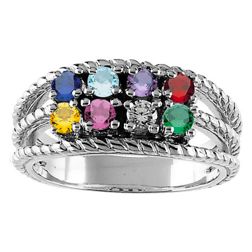 Roped Design 8 Stone Mother's Family Ring- Sparkle & Jade-SparkleAndJade.com 12583