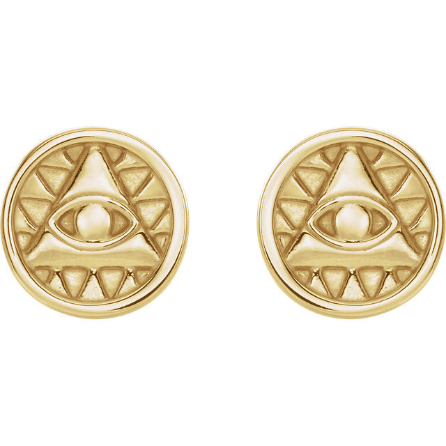 Round Eye of Providence Earrings - Sterling Silver or 14k Gold- Sparkle & Jade-SparkleAndJade.com 