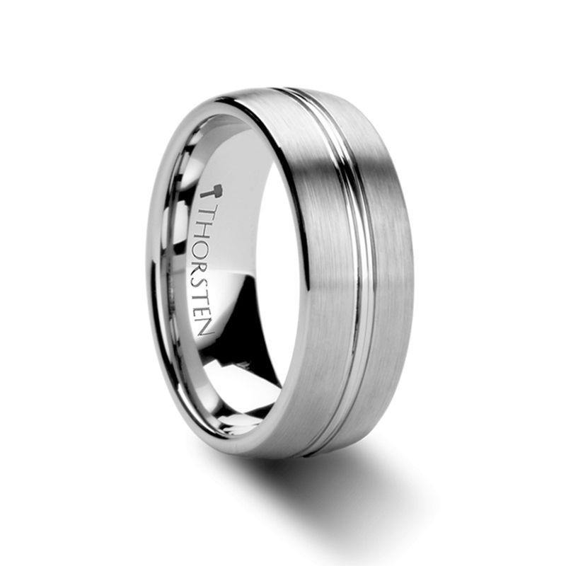 Rounded Brushed Center Groove Tungsten Carbide Ring 6-8mm - BOSS- Sparkle & Jade-SparkleAndJade.com W284-DCGT