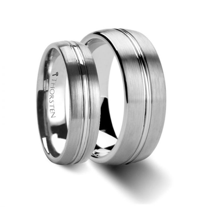 Rounded Brushed Center Groove Tungsten Carbide Ring 6-8mm - BOSS- Sparkle & Jade-SparkleAndJade.com 