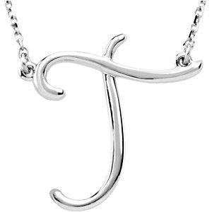 Script Initial Pendant Necklace - A to Z - Sterling Silver or 14k Gold- Sparkle & Jade-SparkleAndJade.com 