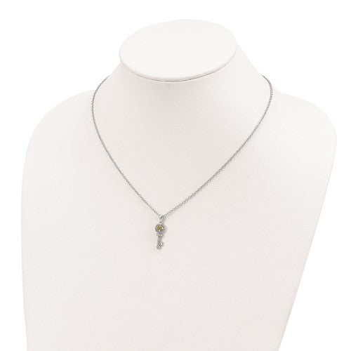 Shey Couture Sterling Silver & 14K Gold Peridot And Diamond Key Necklace- Sparkle & Jade-SparkleAndJade.com QG2715-17