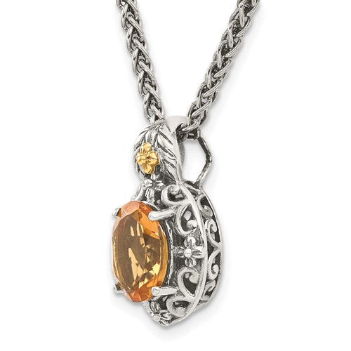 Shey Couture Sterling Silver with 14K accent Antiqued Citrine Necklace- Sparkle & Jade-SparkleAndJade.com QTC1650