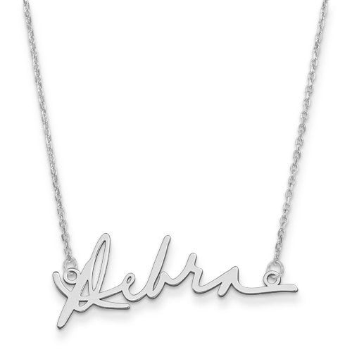 Signature Name Plate Necklace - Sterling Silver or Solid 14k Gold- Sparkle & Jade-SparkleAndJade.com 