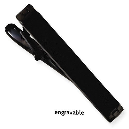Stainless Steel Black IP-Plated Tie Bar Clip - Engravable- Sparkle & Jade-SparkleAndJade.com SRT107