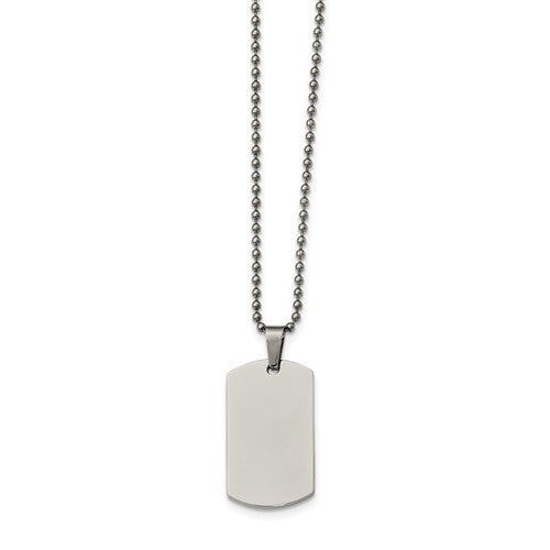 Stainless Steel Polished Rounded Edge 2mm Thick 45x21mm Dog Tag Necklace- Sparkle & Jade-SparkleAndJade.com SRN2134-24