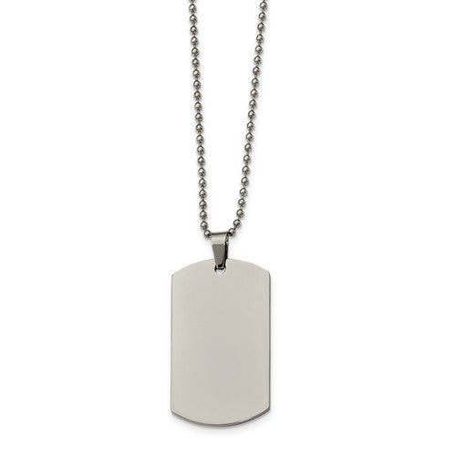 Stainless Steel Polished Rounded Edge 2mm Thick 58x28mm Dog Tag Necklace- Sparkle & Jade-SparkleAndJade.com SRN2136-24