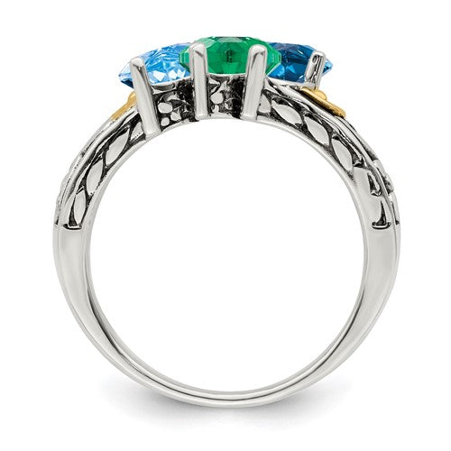Sterling Silver & 14k Mother's Family Marquise Birthstone Ring- Sparkle & Jade-SparkleAndJade.com 