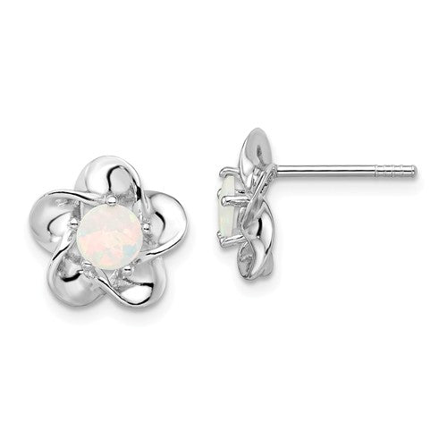 Sterling Silver 15mm Flower Birthstone Stud Post Earrings- Sparkle & Jade-SparkleAndJade.com QBE31OCT