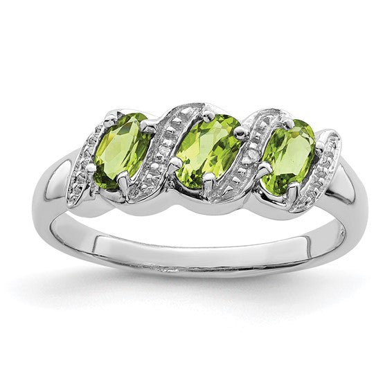 Sterling Silver 3-Stone Gemstone & Diamond Rings- Sparkle & Jade-SparkleAndJade.com QDX830-6