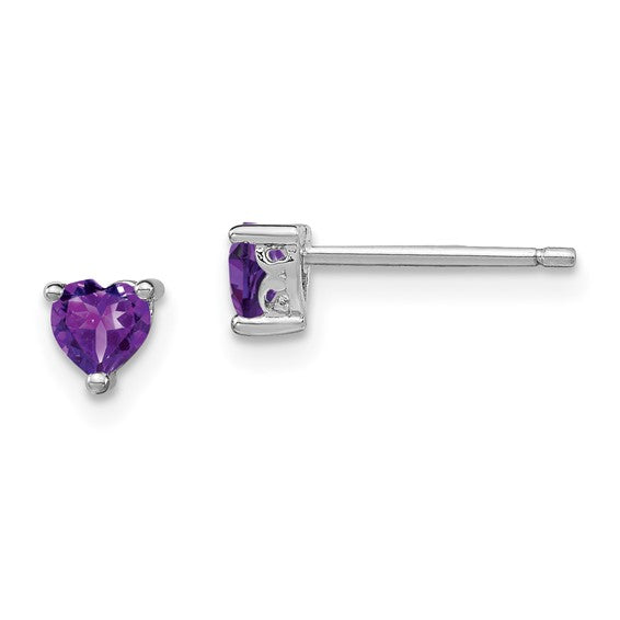 Sterling Silver 4mm Heart Birthstone Post Earrings- Sparkle & Jade-SparkleAndJade.com QBE27FEB